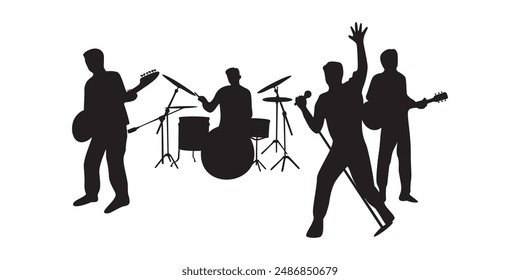 group band silhouette design. music concert illustration.