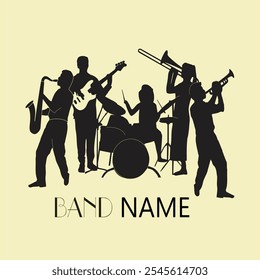 group band silhouette design. music concert vector illustration.