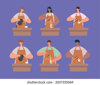 groupe de baristas faisant du café