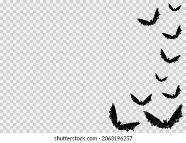 Group of bats hand drawn brush paint style isolated on png or transparent background, Halloween party  banner space for text  , sale banner template ,website, poster, vector illustration 