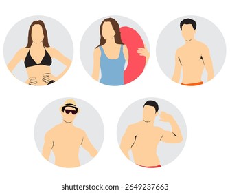 group of beach people collection
