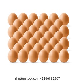 Group of Beautiful Brown Eggs Isolated on White Background