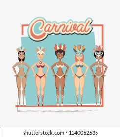 group of beautiful girls carnival characters