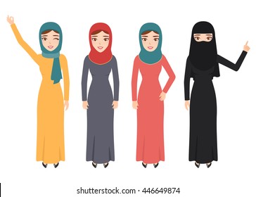 Group Of Beautiful Muslim Women And Arab Women.