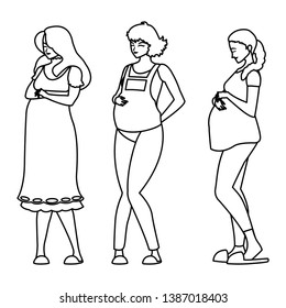 group of beautiful pregnancy women characters