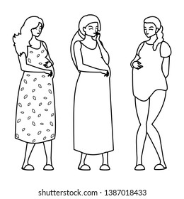 group of beautiful pregnancy women characters