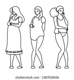 group of beautiful pregnancy women characters