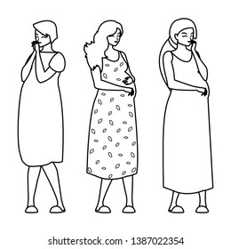 group of beautiful pregnancy women characters