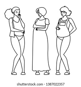 group of beautiful pregnancy women characters