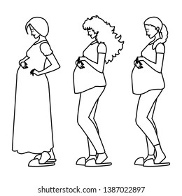 group of beautiful pregnancy women characters