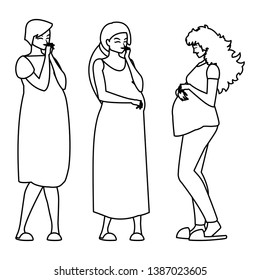group of beautiful pregnancy women characters