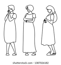 group of beautiful pregnancy women characters