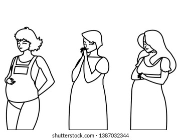 group of beautiful pregnancy women characters