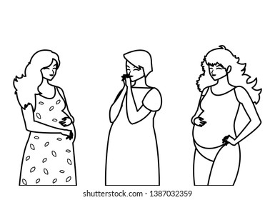 Group Beautiful Pregnancy Women Characters Stock Vector (Royalty Free ...