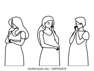group of beautiful pregnancy women characters