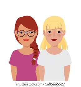 group of beautiful women avatar character icon vector illustration design