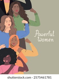 A group of beautiful women with different nationalities. Concept of woman, femininity, diversity, independence and equality. Women's History month. 