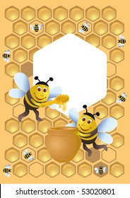 A group of bee and the honey pot