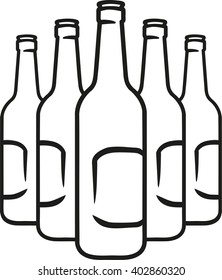 Group of beer bottles sketch style