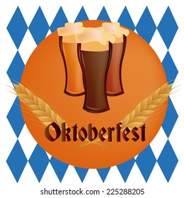 a group of beer glasses and a pair of wheats on an oktoberfest background