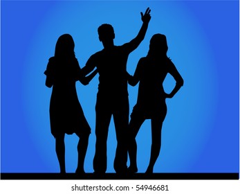 group of best friends - silhouette vector