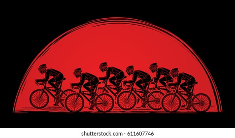 Group of Bicycle riding designed on sunlight background graphic vector.