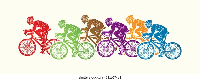 Group of Bicycle riding designed using colorful graphic vector.