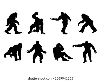 Group of Big Foot Silhouette isolated white background. Vector Illustration