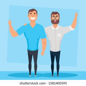 group of big men characters vector illustration design