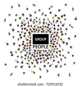 Group big people crowd on white background. Vector illustration.