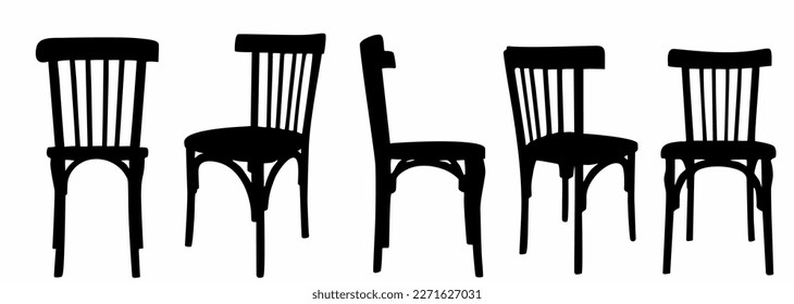 
Group of black chair silhouettes. Vector set on white background, logos, icons