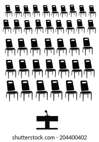 group of black chairs isolated