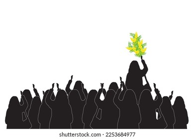 Group of black female silhouettes to commemorate International Women's Day