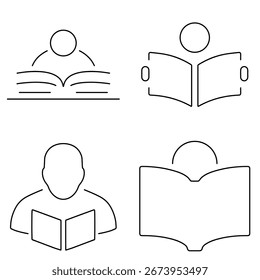 Grupo de iconos de aprendizaje negro sobre un fondo blanco. Ilustración vectorial.