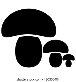 group of black mushrooms on white background