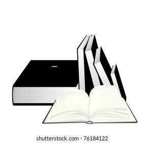 group of black realistic books - illustration