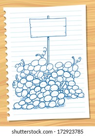 Group of black and white grapes.