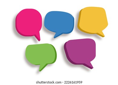 group of blank  multi color speech bubble icon on white background