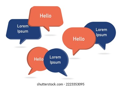 group of blank orange and blue speech bubble icon on white background