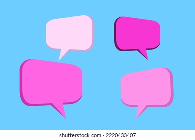 group of blank pink speech bubble icon on blue background