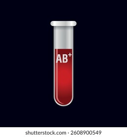 Group blood in test tube flat design. Blood test graphic vector illustration