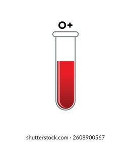 Group blood in test tube flat design. Blood test graphic vector illustration