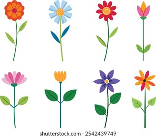 Group of Blossom Botanical Decorative Wildflower Outline Collection Drawing Abstract and Elegant Flat Flower Set Hand Drawn Bundle Line Art EPS 10 - V10 svg