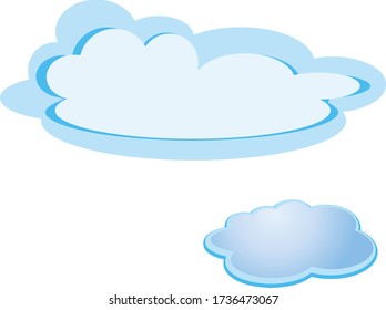 Group of blue clouds on a white background.