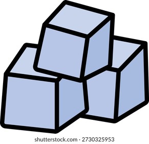 Grupo de cubos de hielo azules apilados