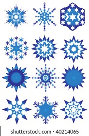group blue snowflakes vector illustration
