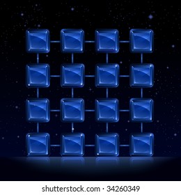 Group of blue square glass blocks - abstract crystal lattice over space (other images from this series are in my gallery)
