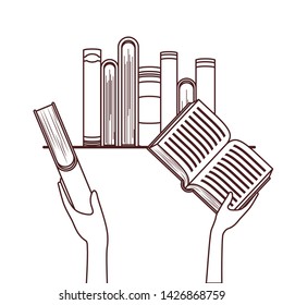 Group of books and banner pennant design