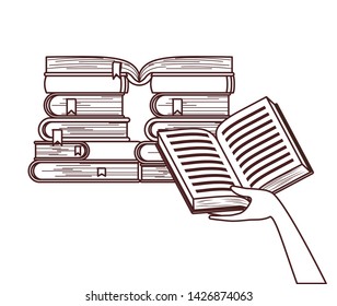 Group of books and banner pennant design