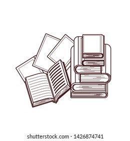 Group of books and banner pennant design